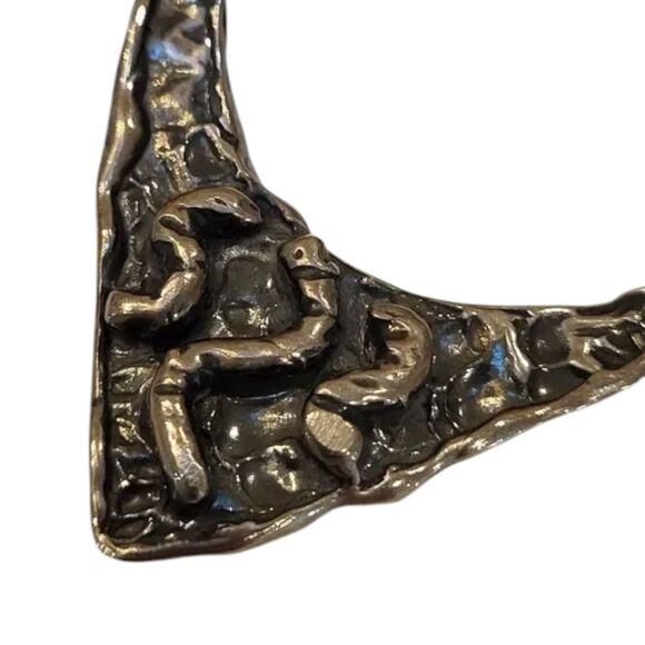 Tear Drop Pierced Earrings Hammered Silver Round Black Stone 2 inch drop - Picture 9 of 13